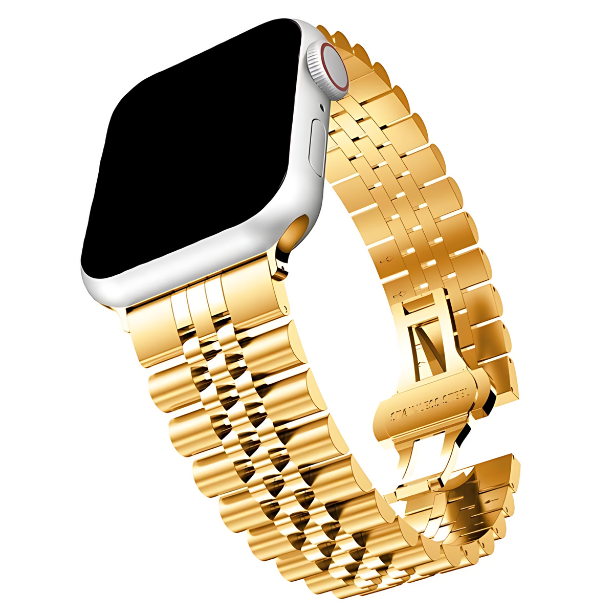 Innerlight® Metal+ – Gold – 42/44/45/49 mm – Metallarmband passend für Apple Watch – Butterfly-Verschluss – Edelstahl-Uhrenarmband – Edelstahl – inklusive Kürzungswerkzeug – geeignet als Apple Watch-Armband für Serie 1/2/3/ 4/5/6/7/8/9/SE/Ultra