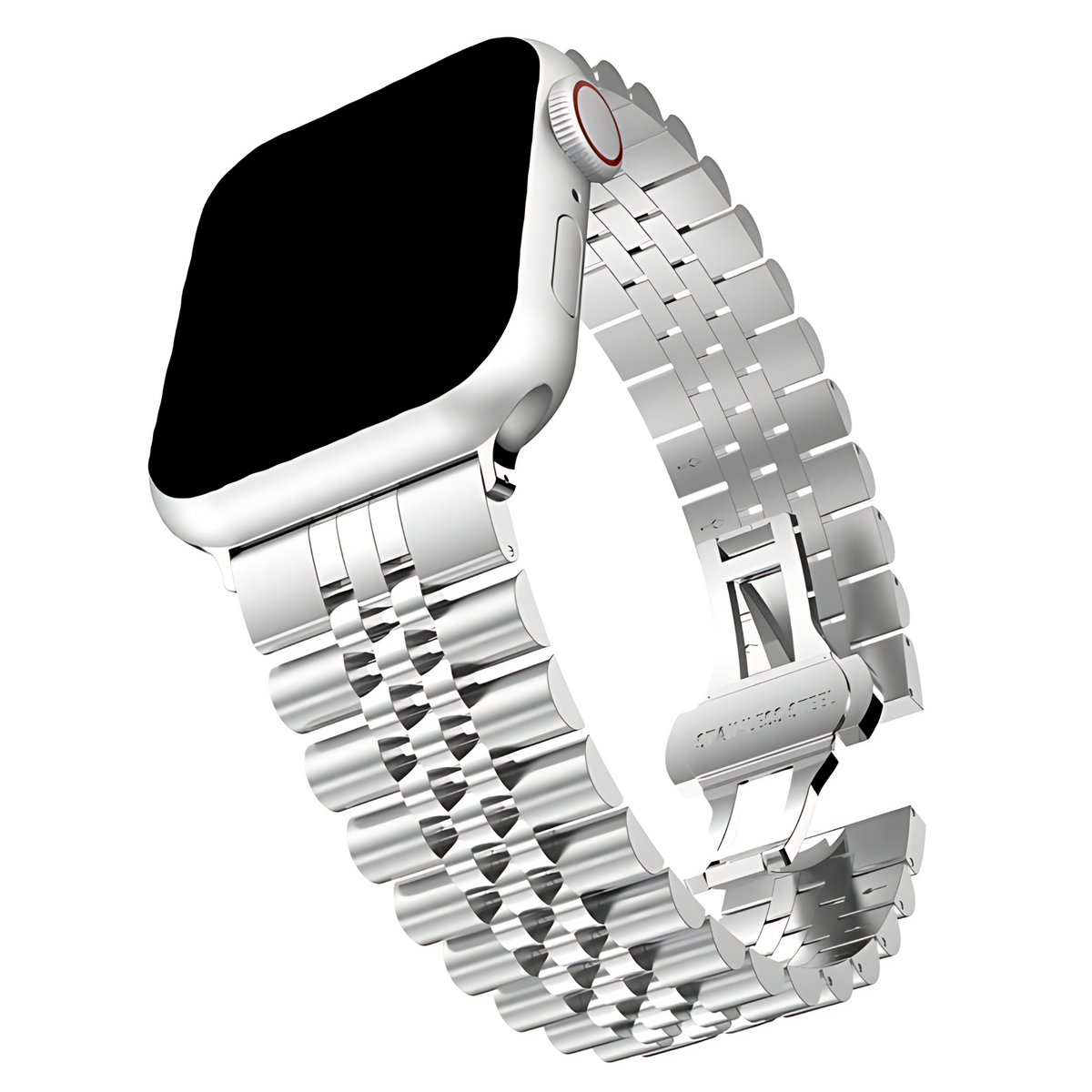 Innerlight® Metal+ – Silber – 42/44/45/49 mm – Metallarmband passend für Apple Watch – Butterfly-Verschluss – Edelstahl-Uhrenarmband – Edelstahl – inklusive Kürzungswerkzeug – geeignet als Apple Watch-Armband für Serie 1/2/3/ 4/5/6/7/8/9/SE/Ultra